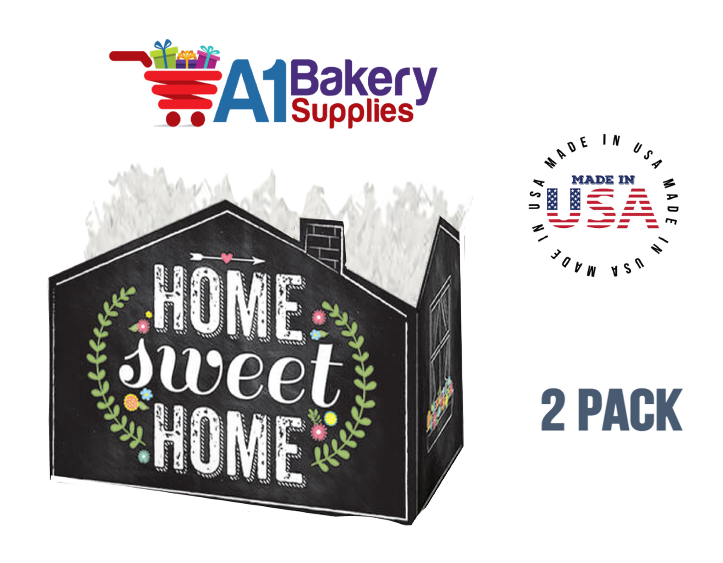 Chalkboard Home Sweet Home Basket Box, Theme Gift Box, Small 6.75 (Length) x 4 (Width) x 5 (Height), 2 Pack