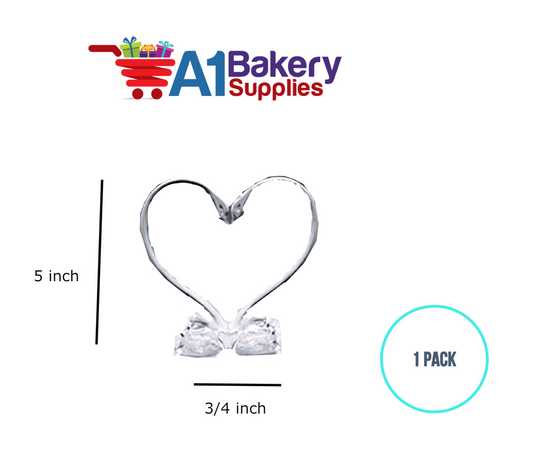 A1BakerySupplies Clear Swan Heart 1 pack Wedding Accessories for Birthday Cake Decorations and Marriages
