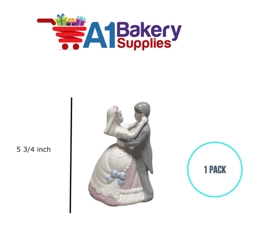 A1BakerySupplies Fairy Tale Waltz Glazed Couple 1 pack Wedding Accessories for Birthday Cake Decorations and Marriages