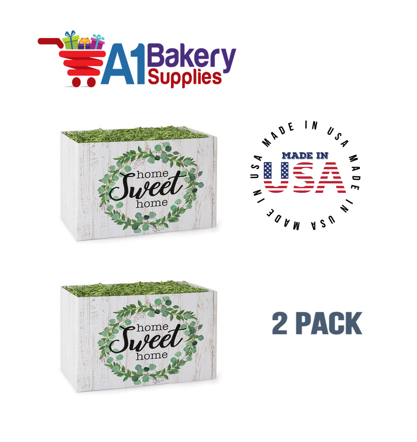 Farmhouse Home Sweet Home Basket Box, Theme Gift Box, Large 10.25 (Length) x 6 (Width) x 7.5 (Height), 2 Pack