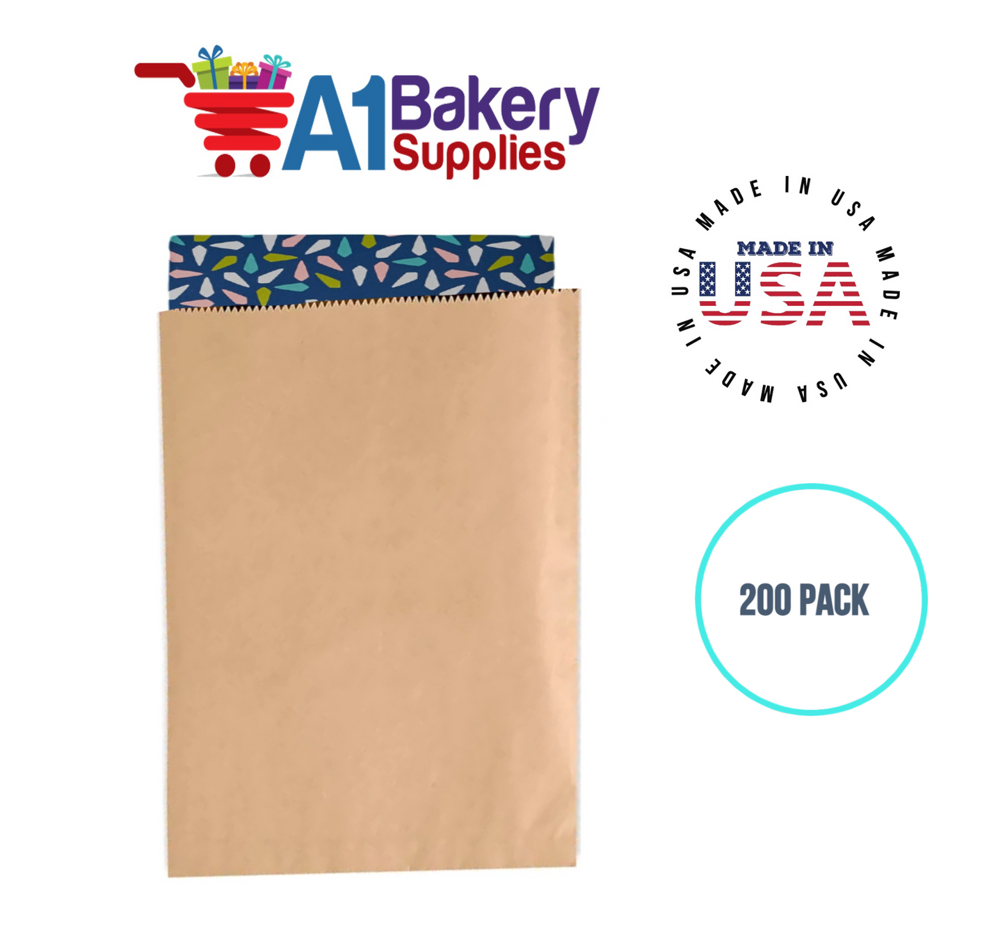 Kraft Flat Merchandise Bags, Medium, 200 Pack - 12"x15"