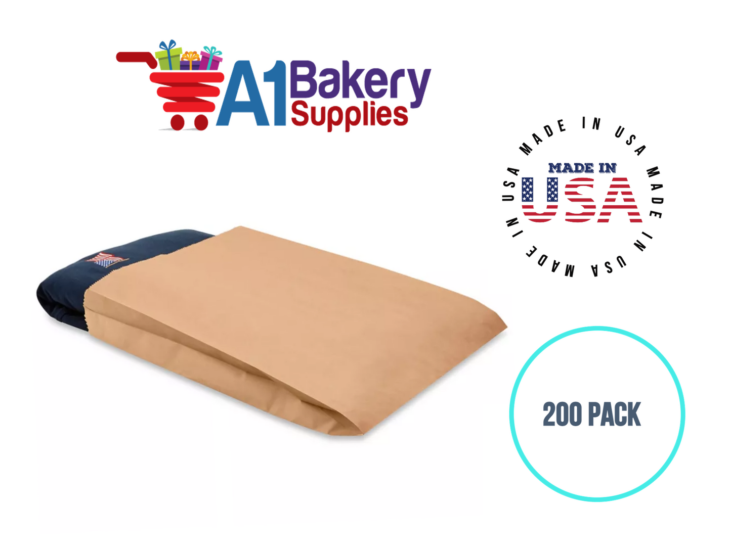 Kraft Flat Merchandise Bags, Medium, 200 Pack , - 5"x7-1/2"