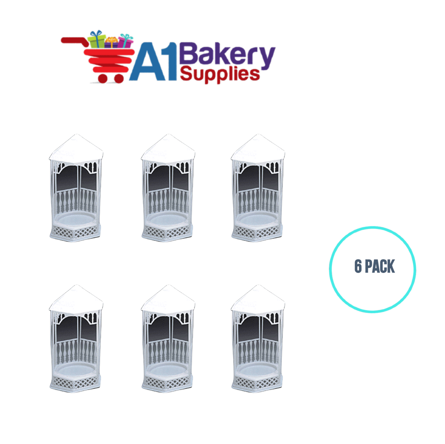 A1BakerySupplies Gazebo-Garden House 6 pack Wedding Accessories for Birthday Cake Decorations and Marriages