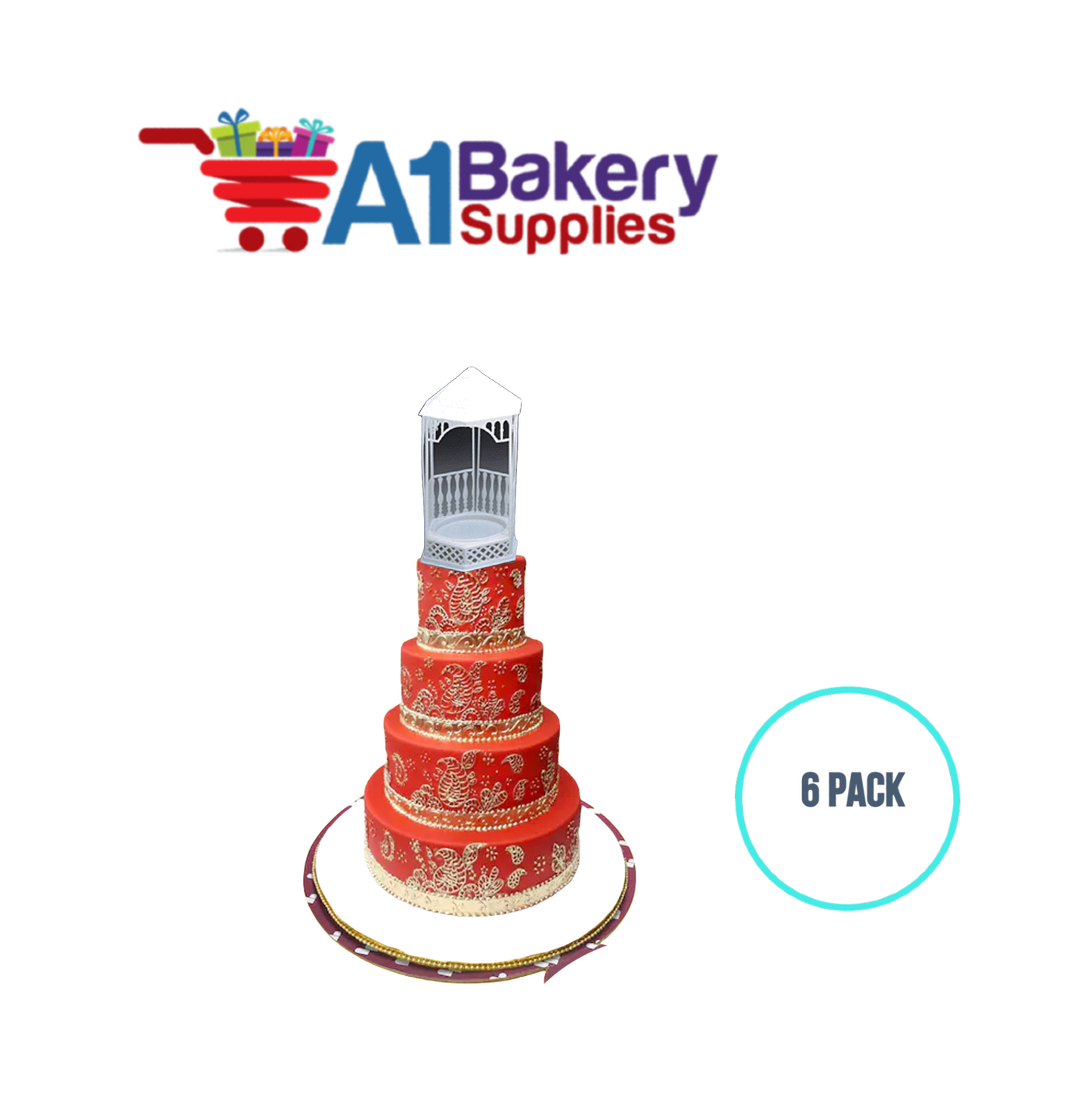 A1BakerySupplies Gazebo-Garden House 6 pack Wedding Accessories for Birthday Cake Decorations and Marriages