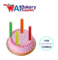 A1BakerySupplies Glitter Candles - Neon Asst 1 pack for Birthday Cake Decorations and Anniversary