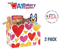 Glittering Hearts Basket Box, Theme Gift Box, Large 10.25 (Length) x 6 (Width) x 7.5 (Height), 2 Pack
