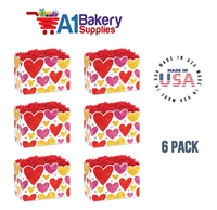 Glittering Hearts Basket Box, Theme Gift Box, Large 10.25 (Length) x 6 (Width) x 7.5 (Height), 6 Pack
