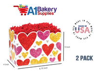 Glittering Hearts Basket Box, Theme Gift Box, Small 6.75 (Length) x 4 (Width) x 5 (Height), 2 Pack