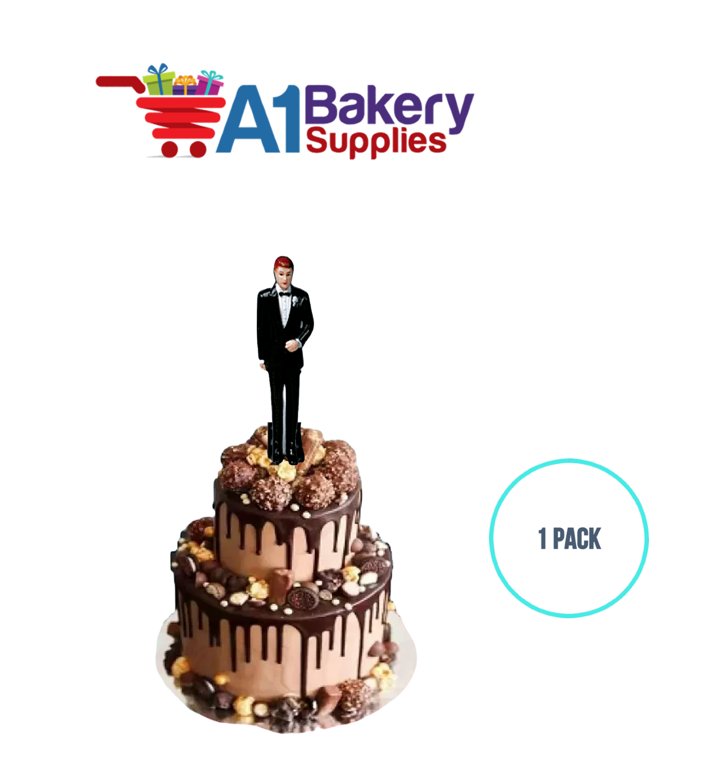 A1BakerySupplies Groom - Black Coat 1 pack Wedding Accessories for Birthday Cake Decorations and Marriages
