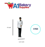 A1BakerySupplies Groom - White Coat - A.A. 6 pack Wedding Accessories for Birthday Cake Decorations and Marriages