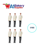 A1BakerySupplies Groom - White Coat 6 pack Wedding Accessories for Birthday Cake Decorations and Marriages