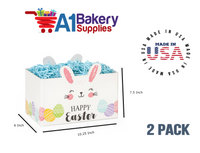 Happy Easter Bunny Basket Box, Theme Gift Box, Large 10.25 (Length) x 6 (Width) x 7.5 (Height), 2 Pack