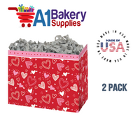 Happy Hearts Basket Box, Theme Gift Box, Large 10.25 (Length) x 6 (Width) x 7.5 (Height), 2 Pack