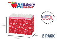 Happy Hearts Basket Box, Theme Gift Box, Large 10.25 (Length) x 6 (Width) x 7.5 (Height), 2 Pack