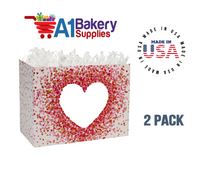 Heart Shaped Confetti Basket Box, Theme Gift Box, Small 6.75 (Length) x 4 (Width) x 5 (Height), 2 Pack