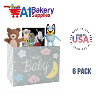 Hello Baby Basket Box, Theme Gift Box, Large 10.25 (Length) x 6 (Width) x 7.5 (Height), 6 Pack