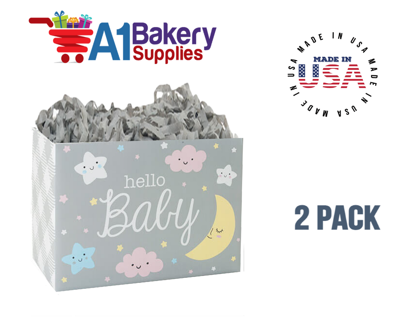 Hello Baby Basket Box, Theme Gift Box, Small 6.75 (Length) x 4 (Width) x 5 (Height), 2 Pack