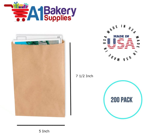 Kraft Flat Merchandise Bags, Medium, 200 Pack , - 5"x7-1/2"