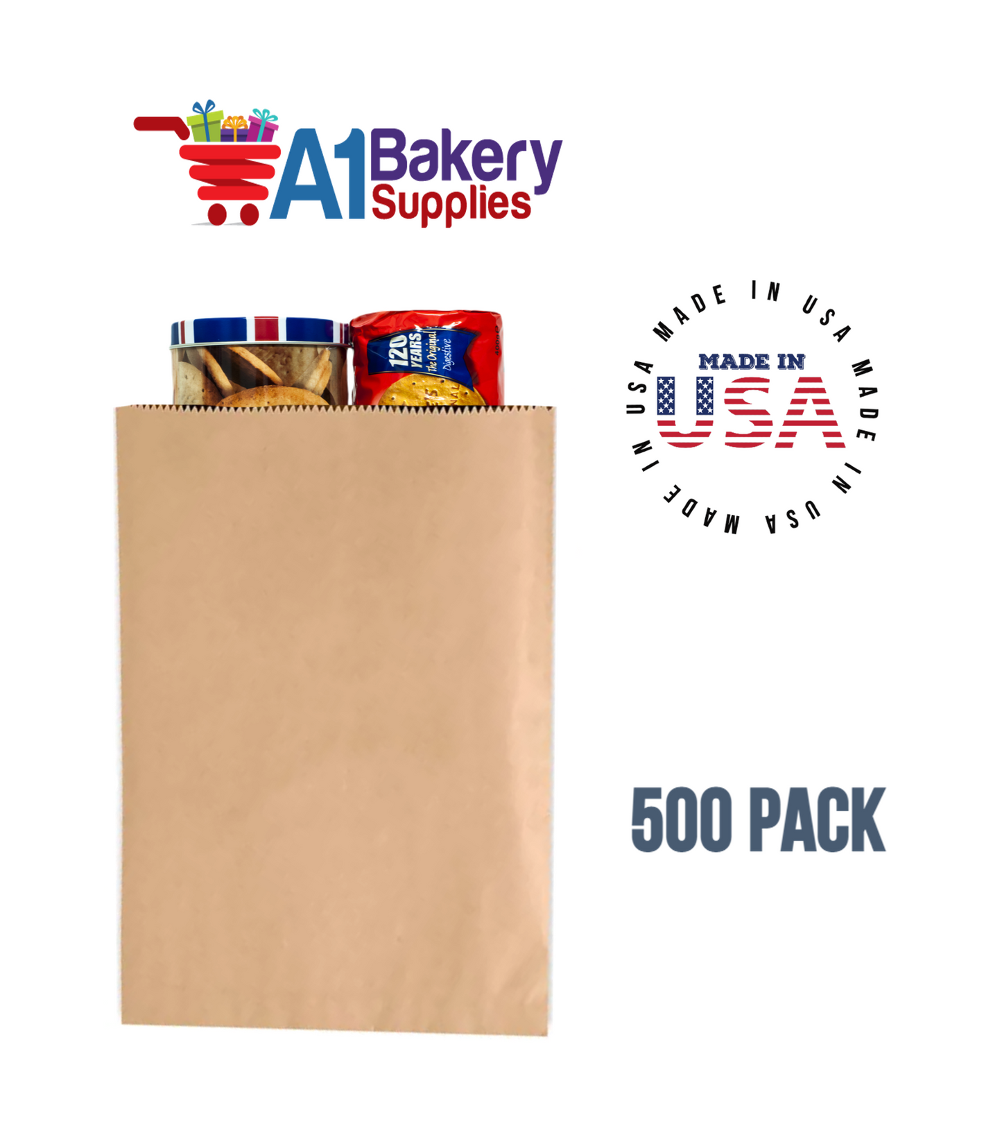 Kraft Flat Merchandise Bags, Medium, 500 Pack - 17"x21"