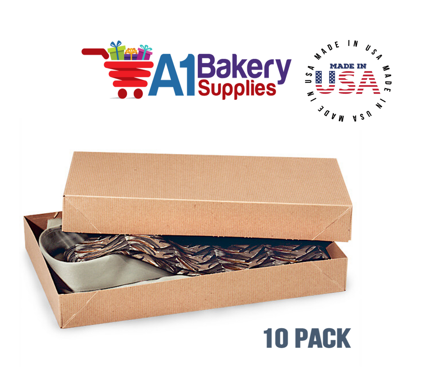 Kraft Brown Color Apparel Box for Men Shirts Gift Wrap Packaging Boxes, 15 x 9 1/2 x 2" - 10 Pack, Small