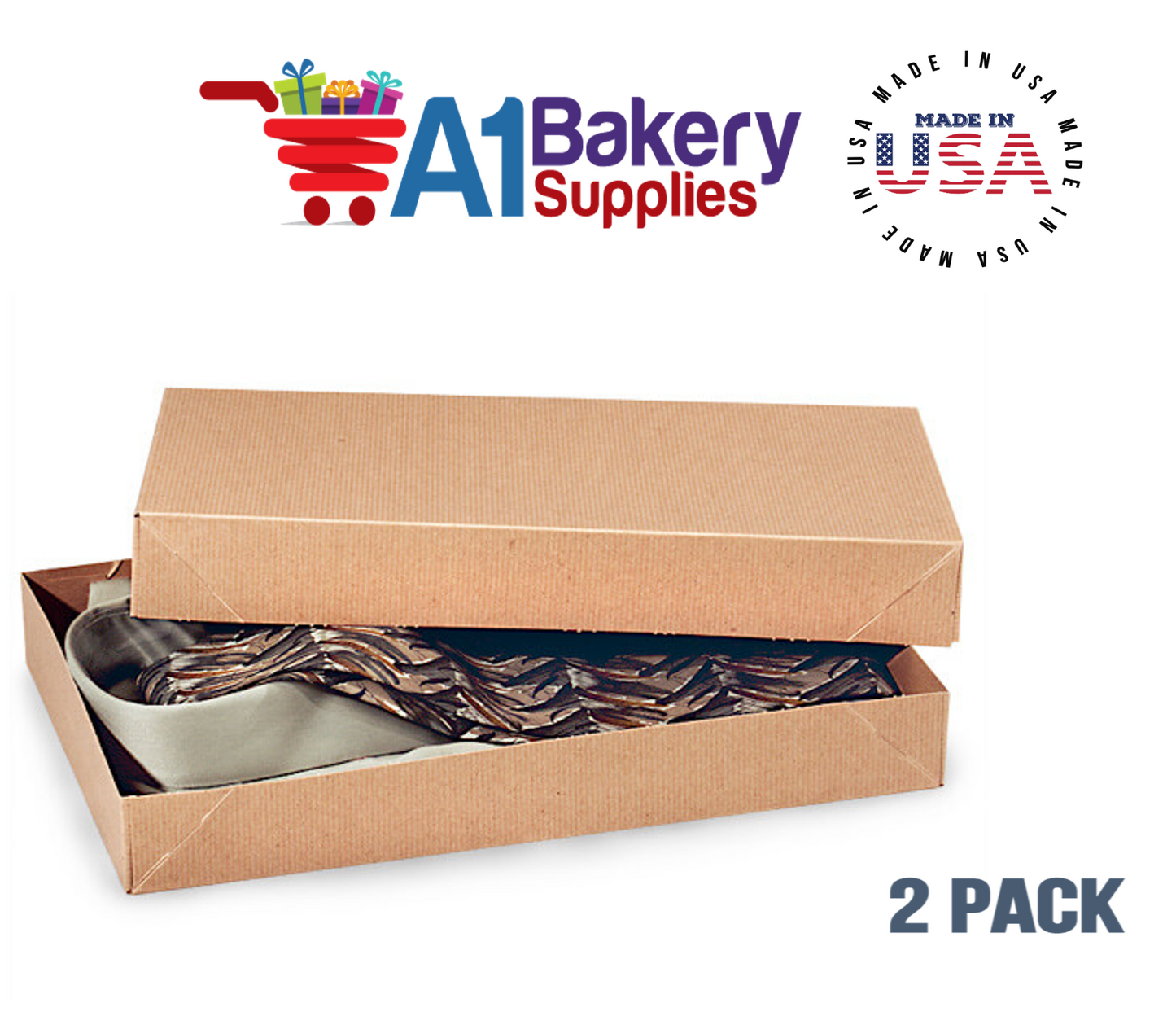 Kraft Brown Color Apparel Box for Men Shirts Gift Wrap Packaging Boxes, 15 x 9 1/2 x 2" - 2 Pack, Small