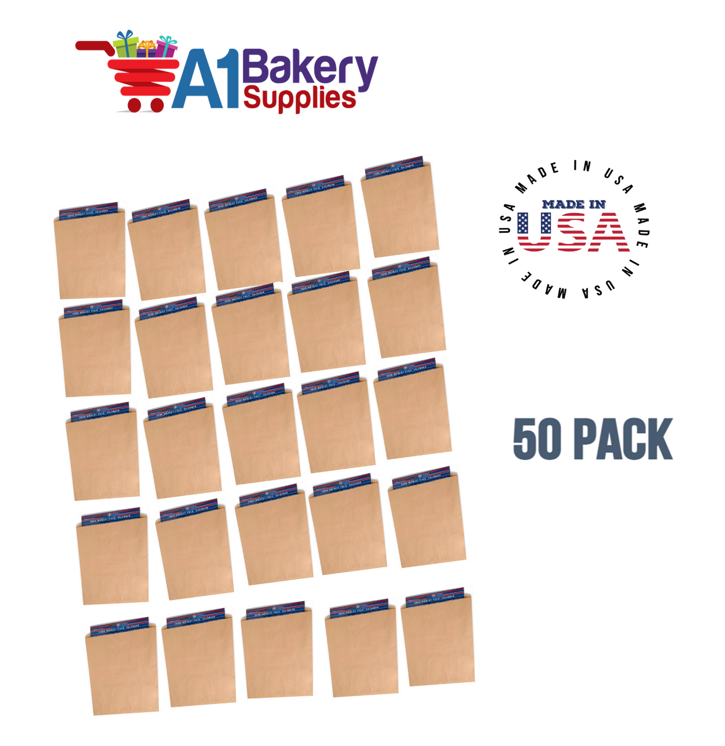 Kraft Flat Merchandise Bags, Small, 50 Pack - 14-3/4"x18"