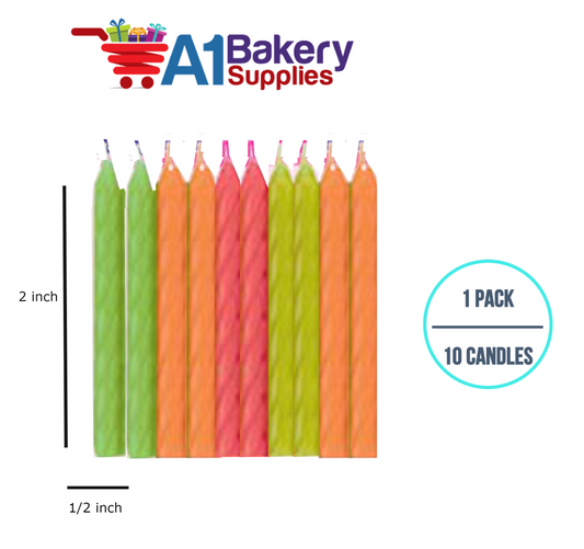 A1BakerySupplies Magic Relight Candles- Neon Asst 1 pack for Birthday Cake Decorations and Anniversary