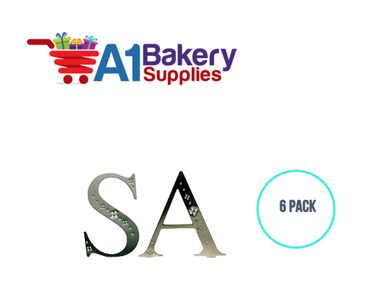 A1BakerySupplies Monogram - Silver Jeweled "G" (4") 6 pack Wedding Accessories for Birthday Cake Decorations and Marriages