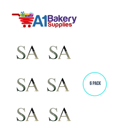 A1BakerySupplies Monogram - Silver Jeweled "K" (4") 6 pack Wedding Accessories for Birthday Cake Decorations and Marriages