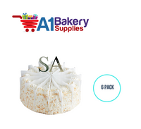 A1BakerySupplies Monogram - Silver Jeweled "R" (4") 6 pack Wedding Accessories for Birthday Cake Decorations and Marriages