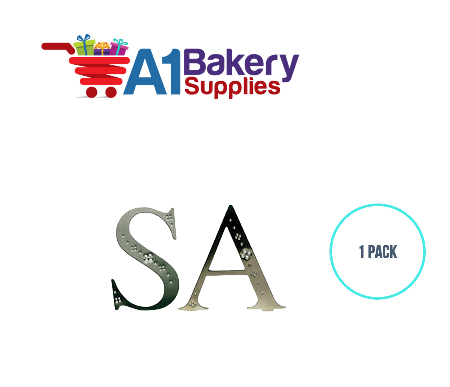 A1BakerySupplies Monogram - Silver Jeweled "C" (4") 1 pack Wedding Accessories for Birthday Cake Decorations and Marriages