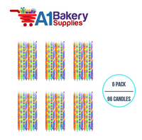 A1BakerySupplies Paparazzi Candles W/Holders-Large 6 pack for Birthday Cake Decorations and Anniversary