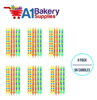 A1BakerySupplies Paparazzi Candles W/Holders-Medium 6 pack for Birthday Cake Decorations and Anniversary