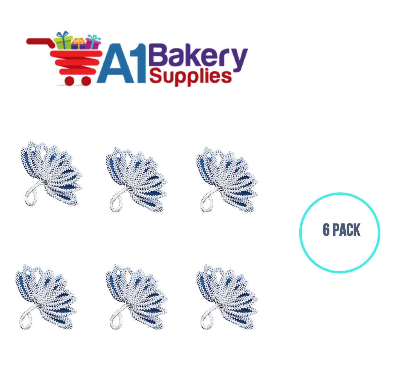 A1BakerySupplies Pearl Leaf On Wire 6 pack Wedding Accessories for Birthday Cake Decorations and Marriages