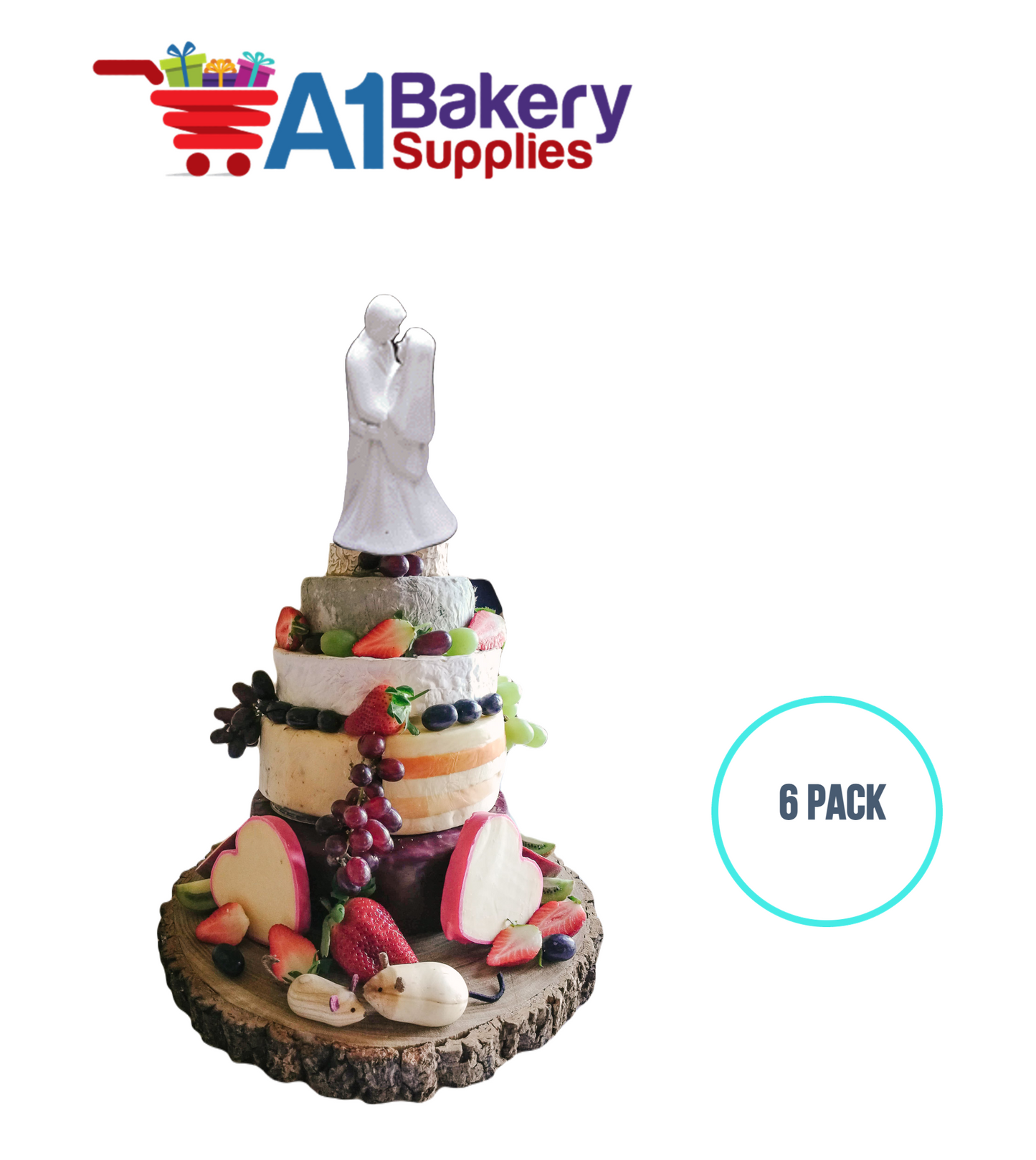 A1BakerySupplies Porcelain Bisque Couple 6 pack Wedding Accessories for Birthday Cake Decorations and Marriages