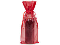 10 Pack Wine & Bottle Organza Favor Gift Bags Wine bottle bag 6.5 x 15 inch - Fits most bottles ( Red )