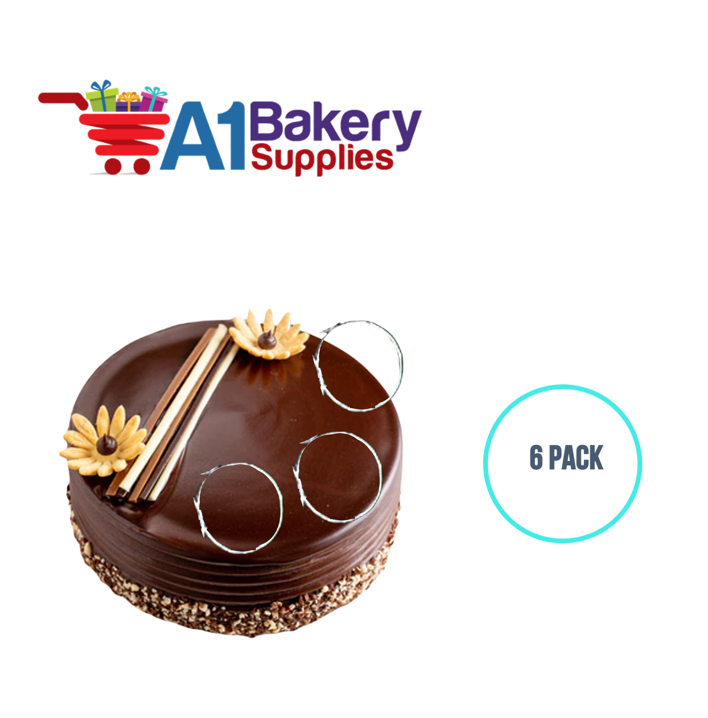 A1BakerySupplies Rings - Silver 6 pack Wedding Accessories for Birthday Cake Decorations and Marriages