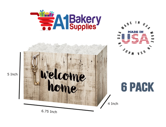 Rustic Welcome Home Basket Box, Theme Gift Box, Small 6.75 (Length) x 4 (Width) x 5 (Height), 6 Pack