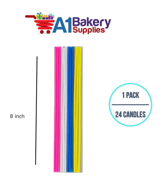 A1BakerySupplies Slim Candles - Asst Colors 1 pack for Birthday Cake Decorations and Anniversary