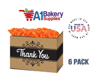 Thank You Kraft Stripes Basket Box, Theme Gift Box, Large 10.25 (Length) x 6 (Width) x 7.5 (Height), 6 Pack