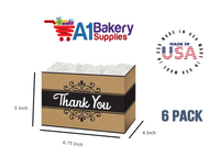 Thank You Kraft Stripes Basket Box, Theme Gift Box, Small 6.75 (Length) x 4 (Width) x 5 (Height), 6 Pack