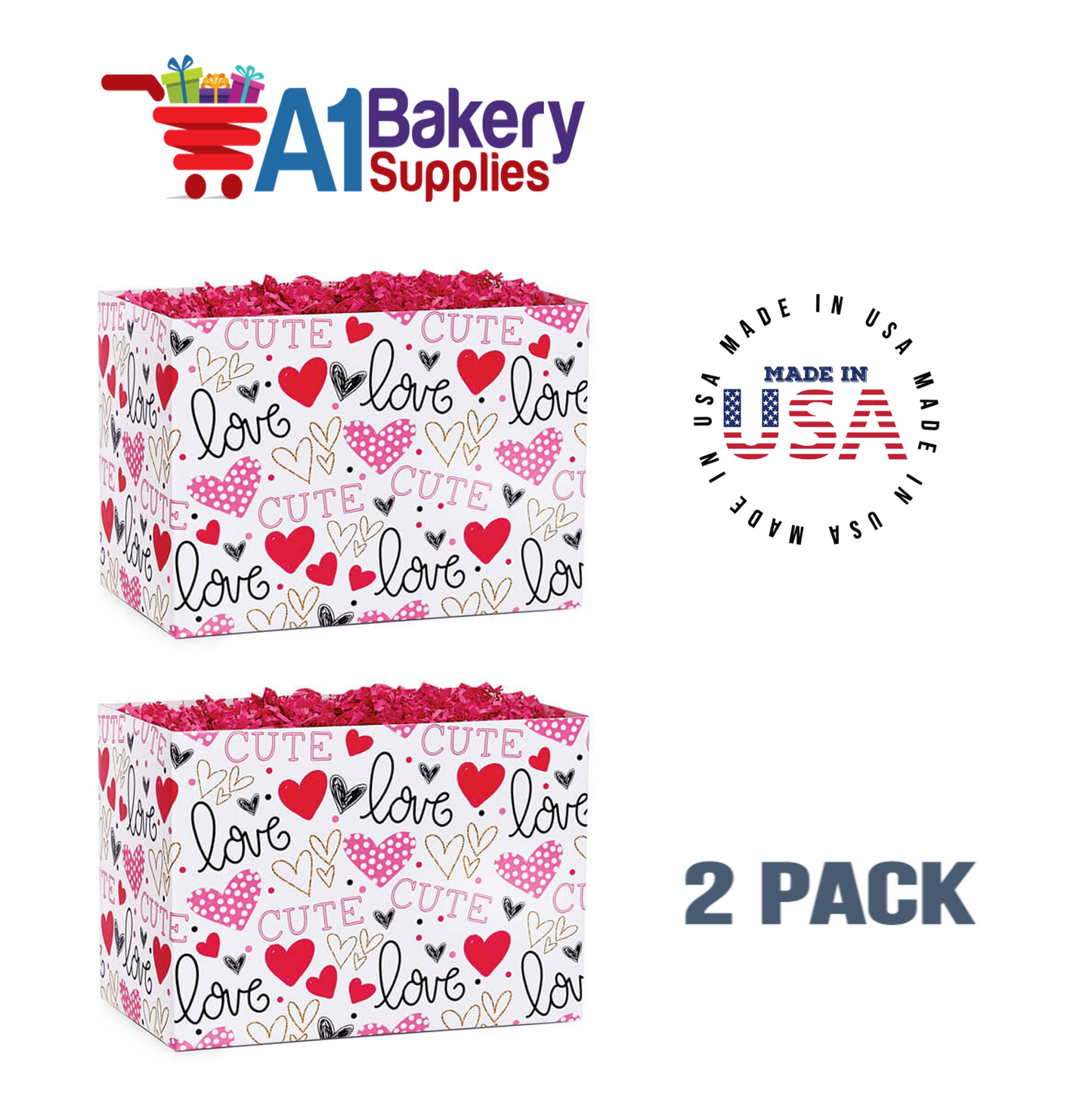 Too Cute Basket Box, Theme Gift Box, Small 6.75 (Length) x 4 (Width) x 5 (Height), 2 Pack