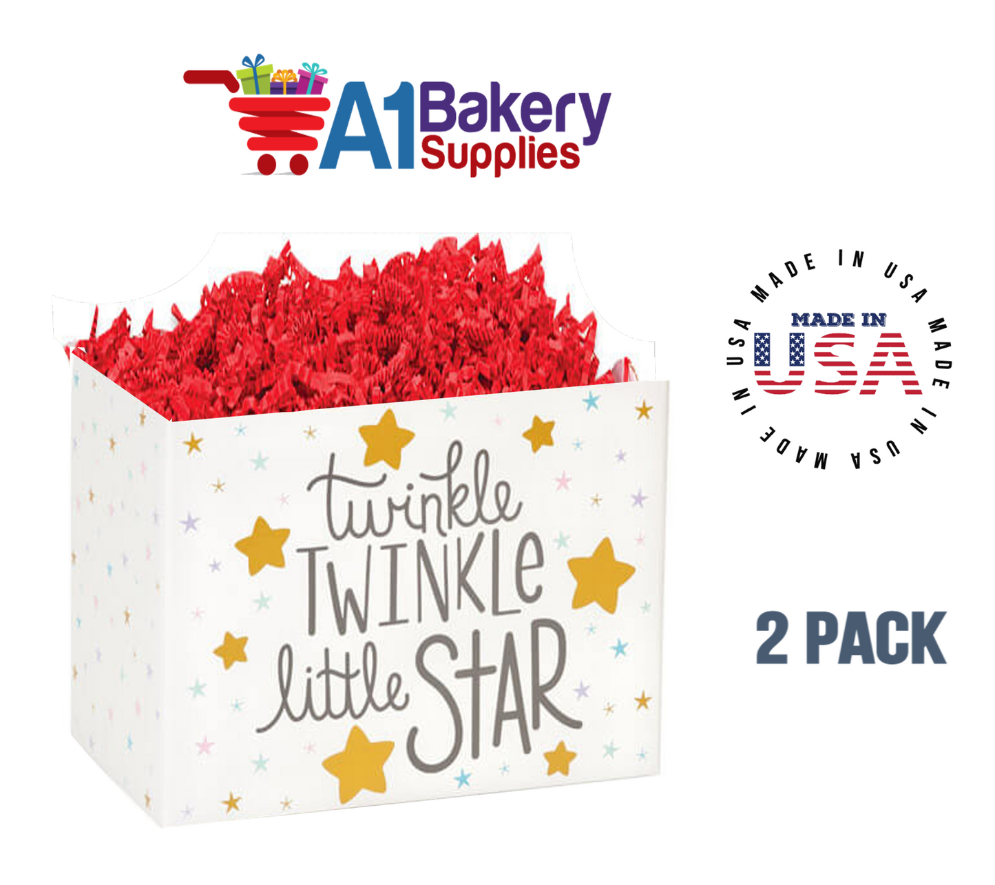 Twinkle Little Star Basket Box, Theme Gift Box, Large 10.25 (Length) x 6 (Width) x 7.5 (Height), 2 Pack