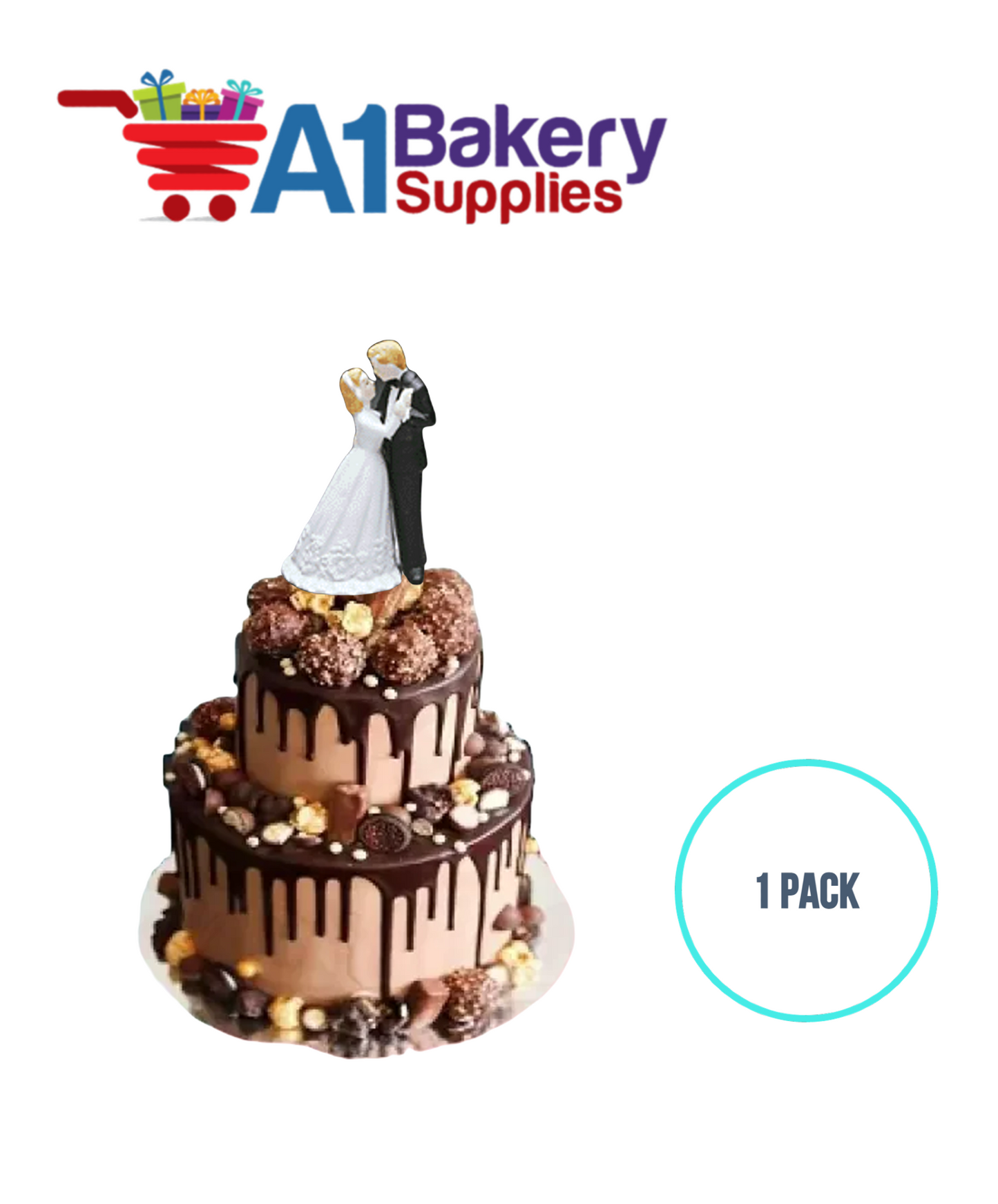 A1BakerySupplies Waltzing Porcelain Couple-Black Coat 1 pack Wedding Accessories for Birthday Cake Decorations and Marriages