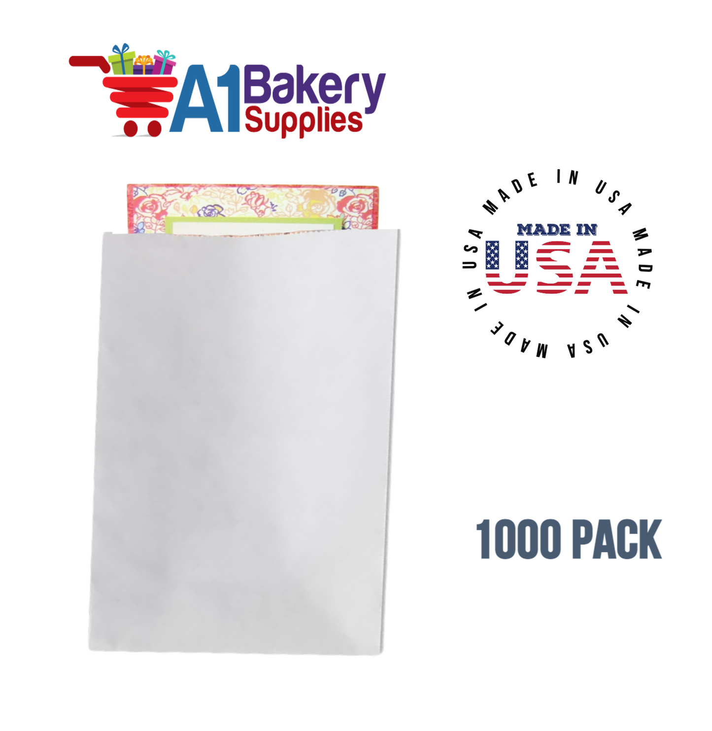 White Flat Merchandise Bags, Medium, 1000 Pack - 6-1/4"x9-1/4"