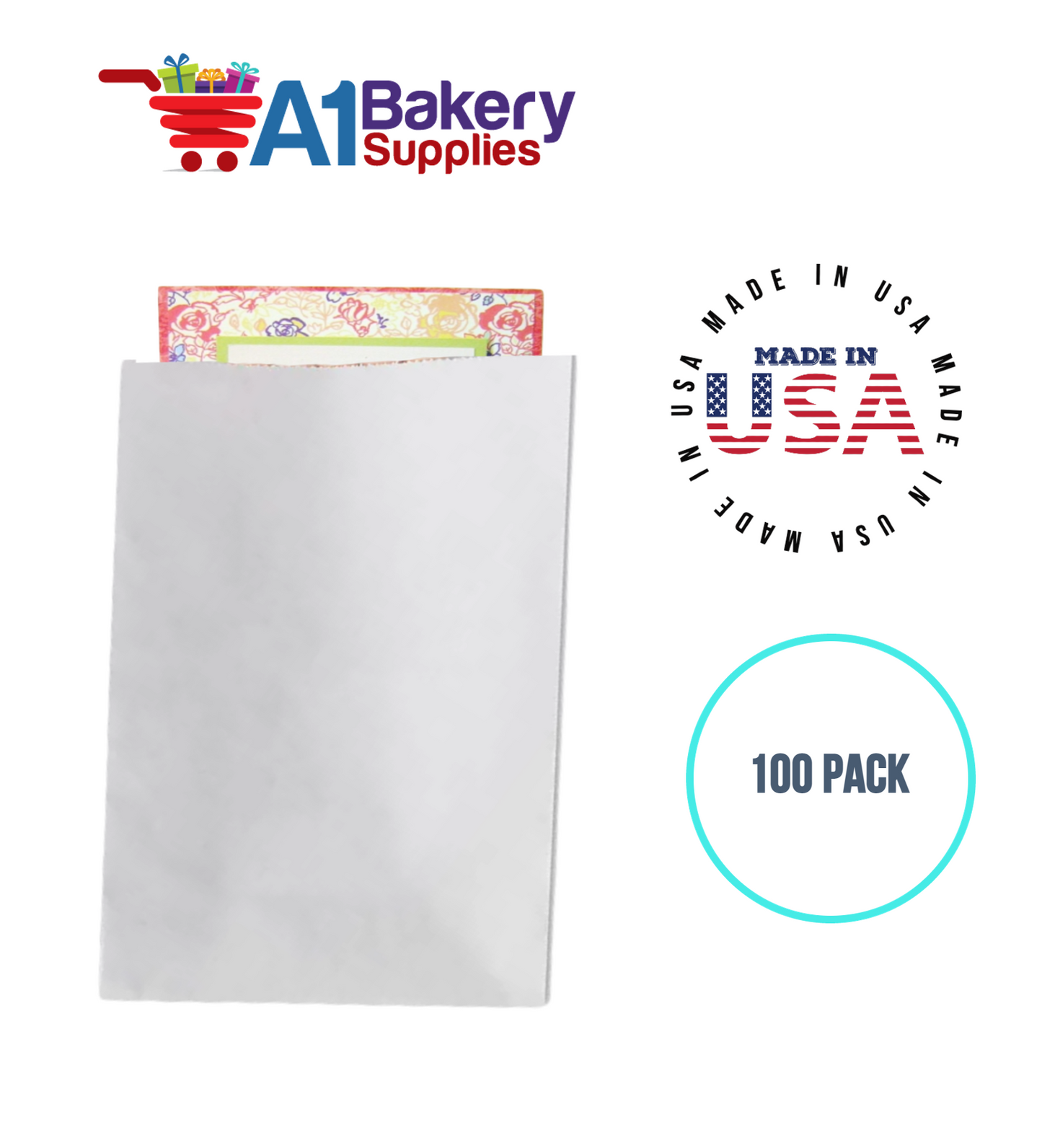 White Flat Merchandise Bags, Small, 100 Pack - 12"x15"
