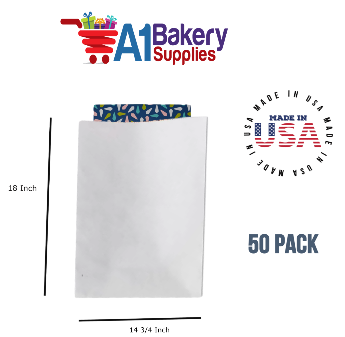 White Flat Merchandise Bags, Small, 50 Pack - 14-3/4"x18"