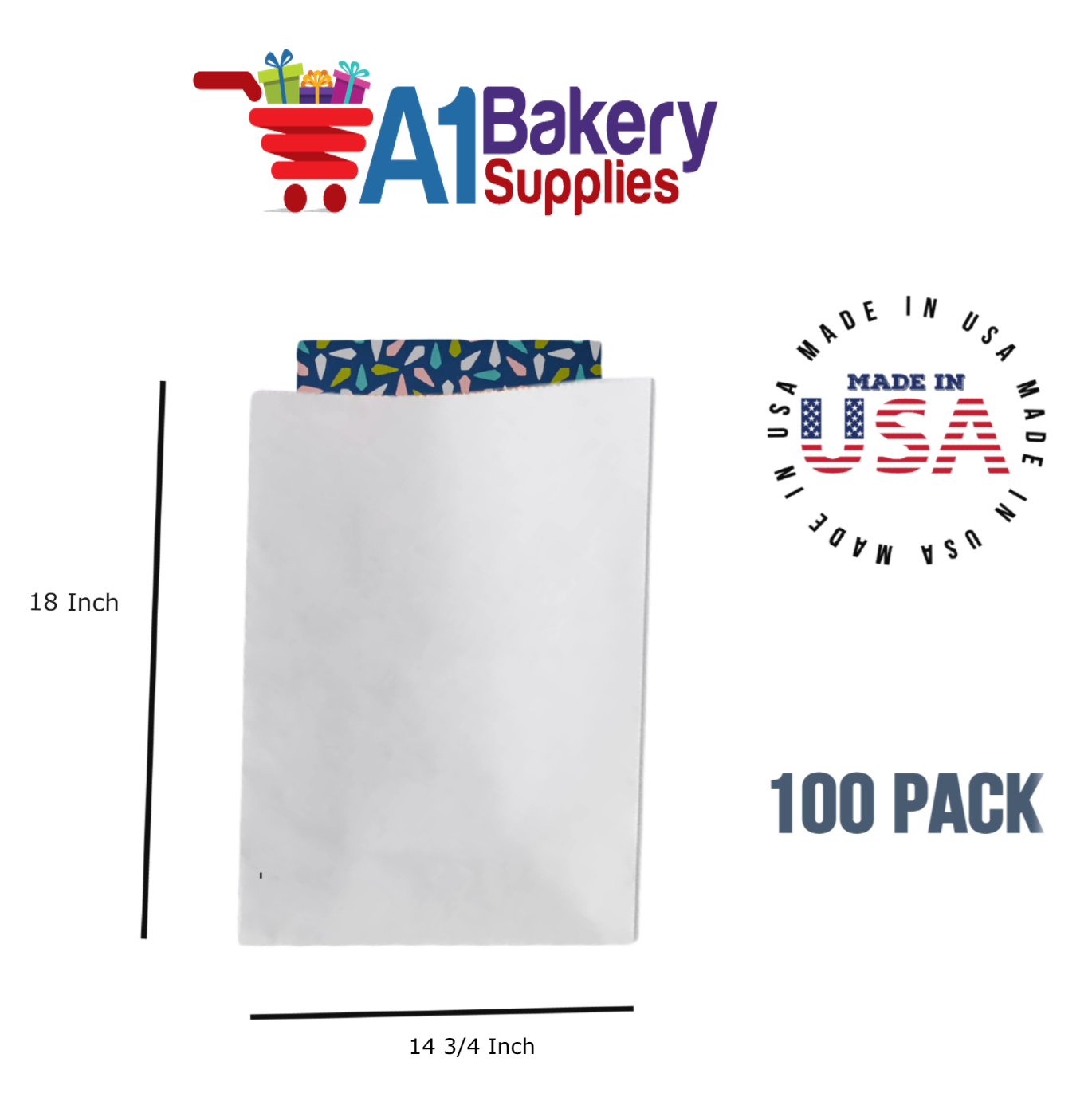 White Flat Merchandise Bags, Small, 100 Pack - 14-3/4"x18"