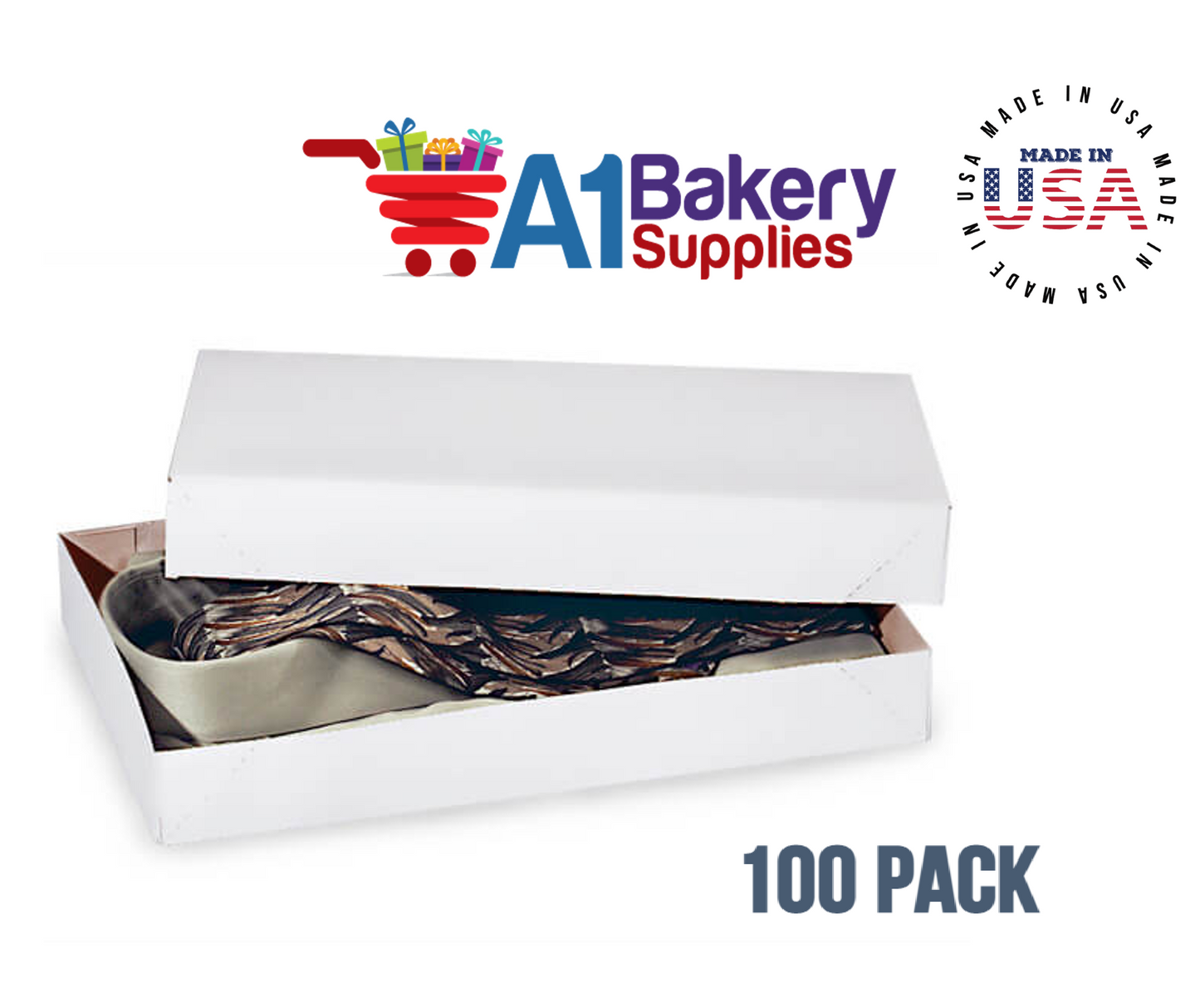 White Apparel Box for Men Shirts Gift Wrap Packaging Boxes, 15 x 9 1/2 x 2" - 100 Pack, Large