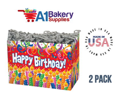 Birthday Candles Basket Box, Theme Gift Box, Large 10.25 (Length) x 6 (Width) x 7.5 (Height), 2 Pack
